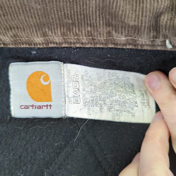 Vtg 90s Carhartt Santa Fe J14 WET Jacket Quilt Lined Men's 2XL Western Corduroy - Picture 13 of 14